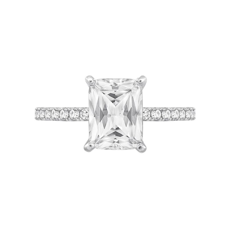 Lab Created Platinum Plated Silver 3 Carat Emerald Choice of Cut Bridal Ring (10)