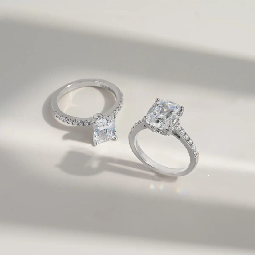 Lab Created Platinum Plated Silver 3 Carat Emerald Choice of Cut Bridal Ring (10)