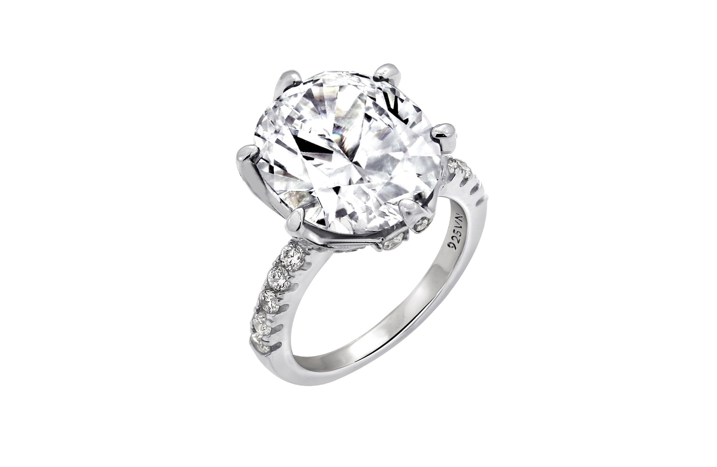 Lab Created Diamonbliss Platinum Plated Silver Celebrity "Kourtney" with Cubic Zirconia Cocktail Ring (9)