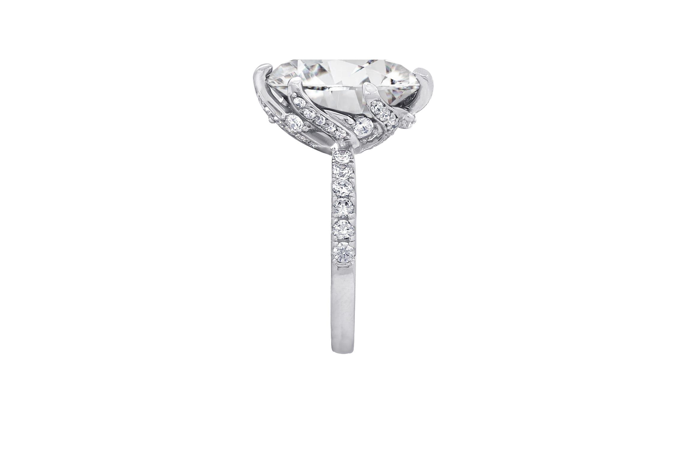 Lab Created Diamonbliss Platinum Plated Silver Celebrity "Kourtney" with Cubic Zirconia Cocktail Ring (9)
