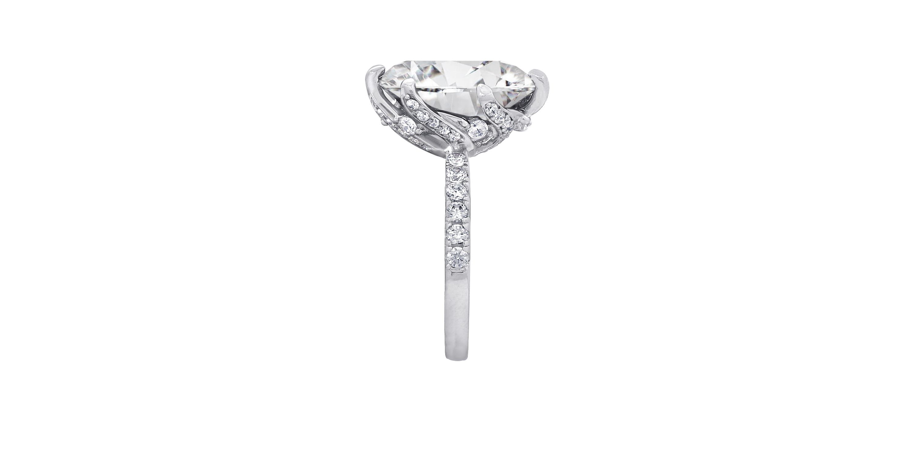 Lab Created Diamonbliss Platinum Plated Silver Celebrity "Kourtney" with Cubic Zirconia Cocktail Ring (9)