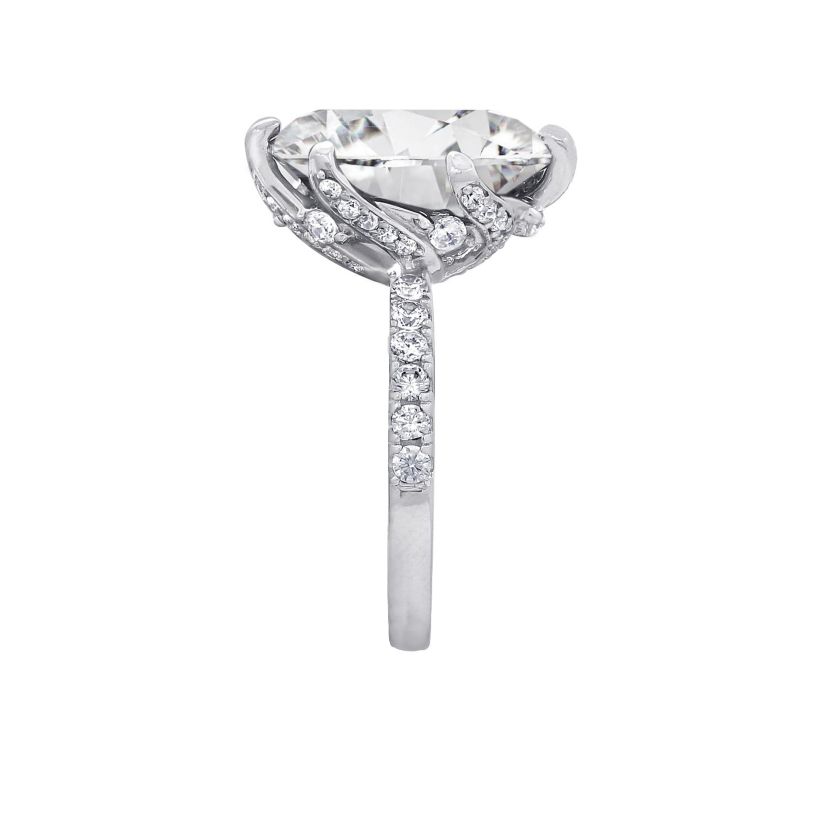 Lab Created Diamonbliss Platinum Plated Silver Celebrity "Kourtney" with Cubic Zirconia Cocktail Ring (9)