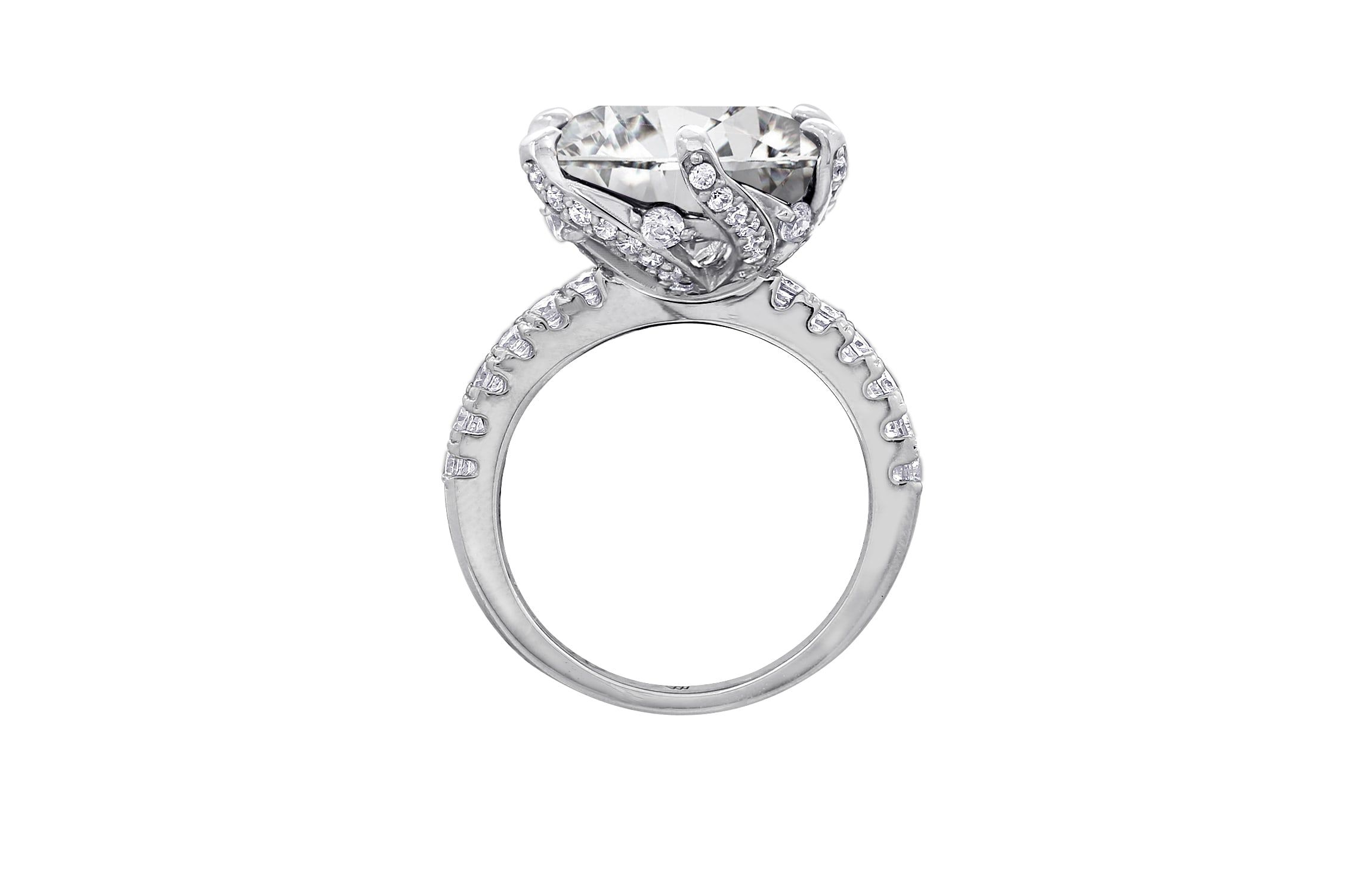 Lab Created Diamonbliss Platinum Plated Silver Celebrity "Kourtney" with Cubic Zirconia Cocktail Ring (9)