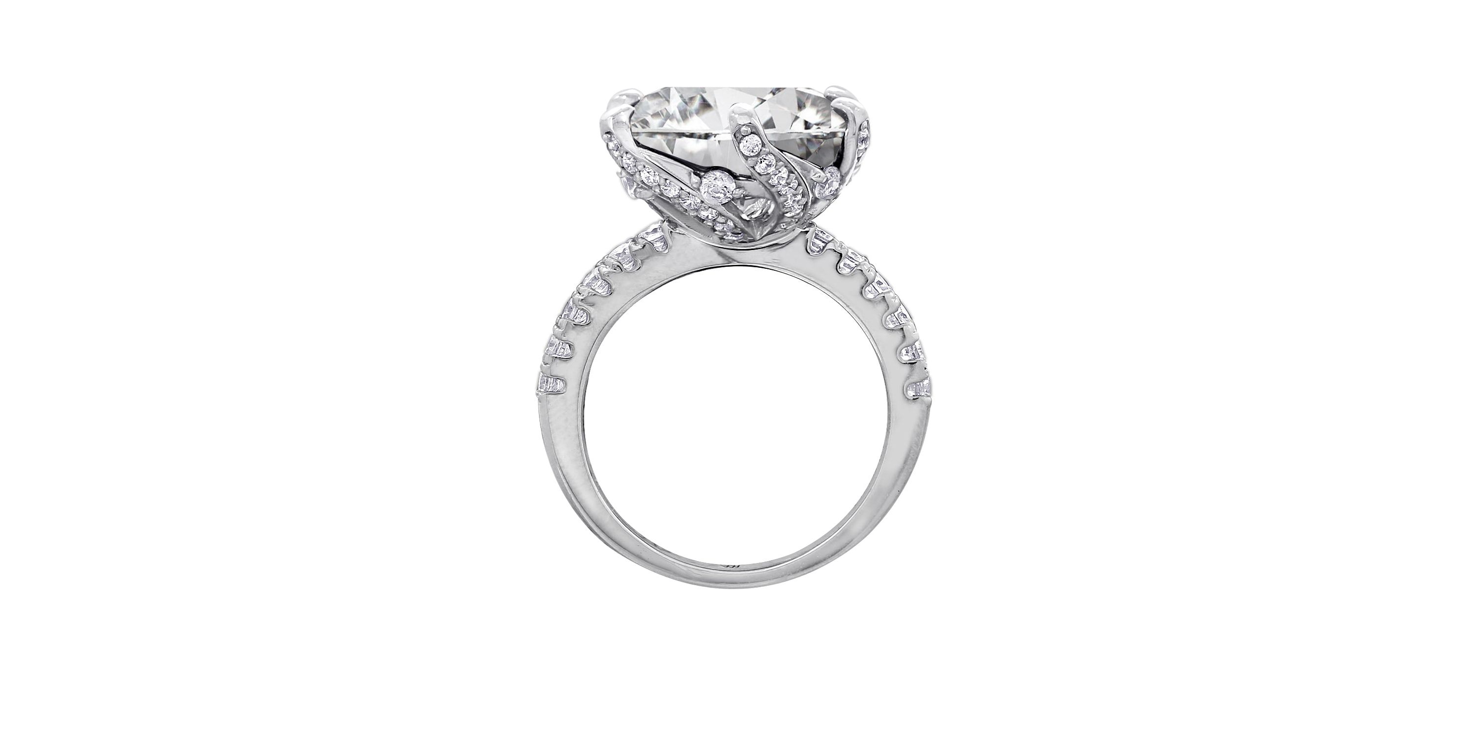 Lab Created Diamonbliss Platinum Plated Silver Celebrity "Kourtney" with Cubic Zirconia Cocktail Ring (9)