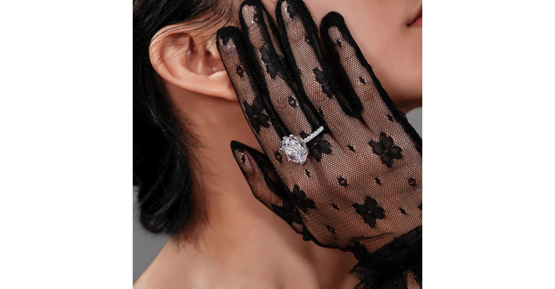 Lab Created Diamonbliss Platinum Plated Silver Celebrity "Kourtney" with Cubic Zirconia Cocktail Ring (9)