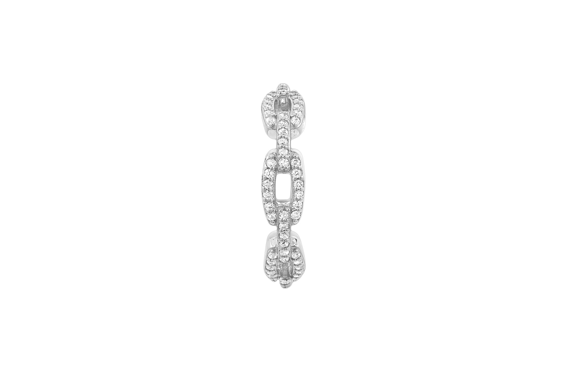 Lab Created DIAMONBLISS Platinum Plated Sterling Silver Cubic Zirconia Pave Link Ring, Size 9