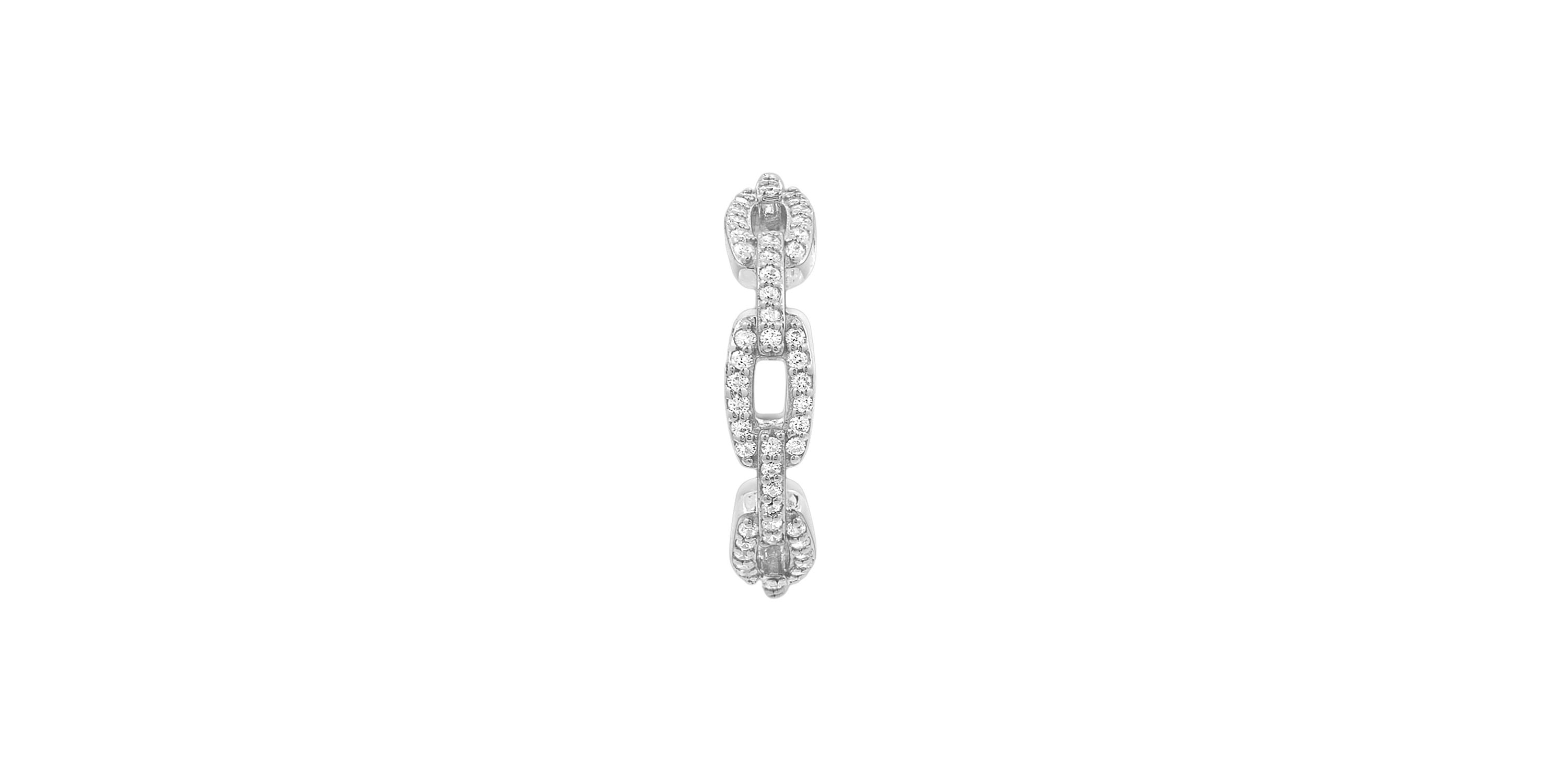 Lab Created DIAMONBLISS Platinum Plated Sterling Silver Cubic Zirconia Pave Link Ring, Size 9