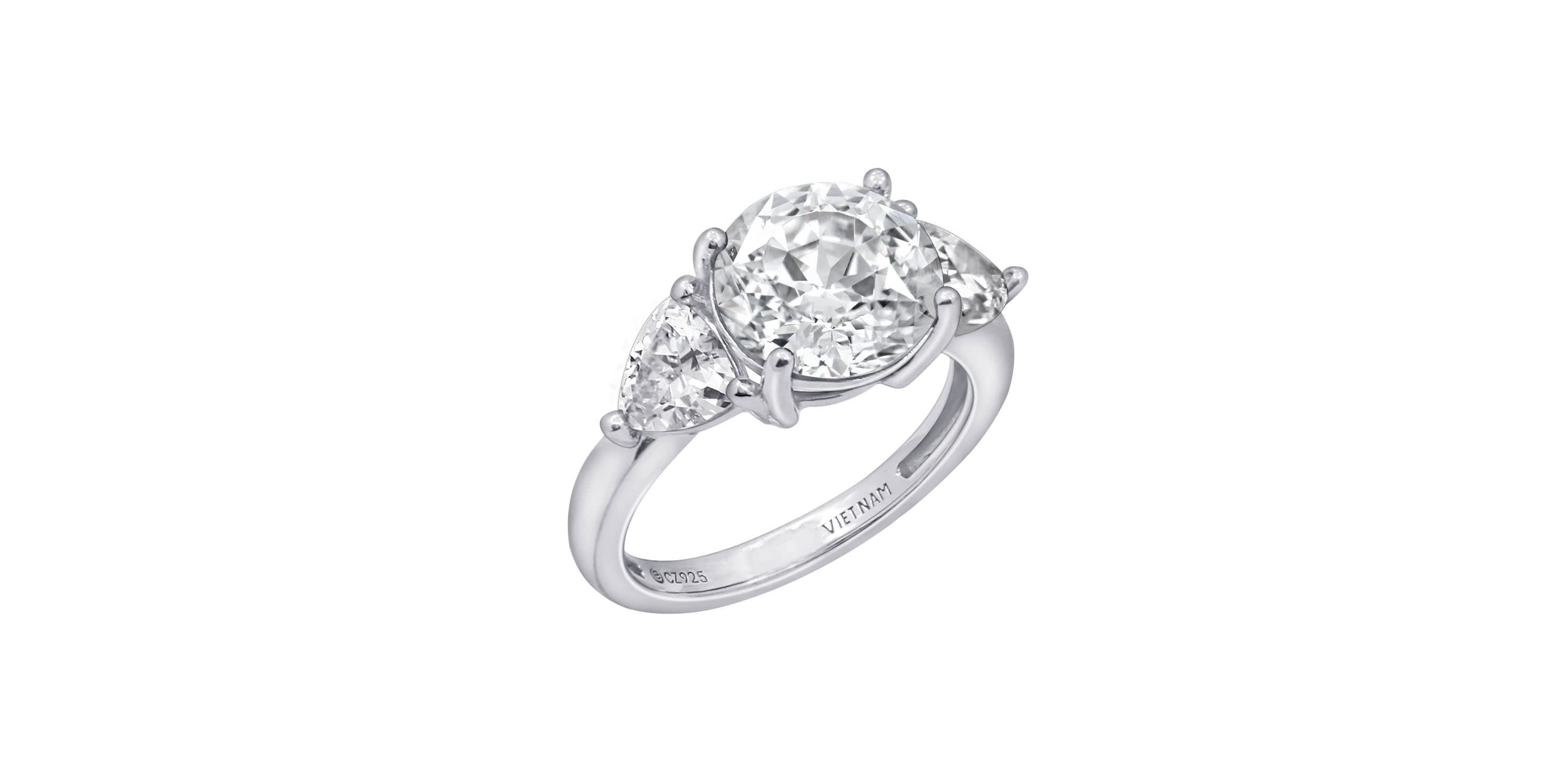 Lab Created Platinum plated Sterling Silver Cushion cut Cubic Zirconia Ring, Size 7