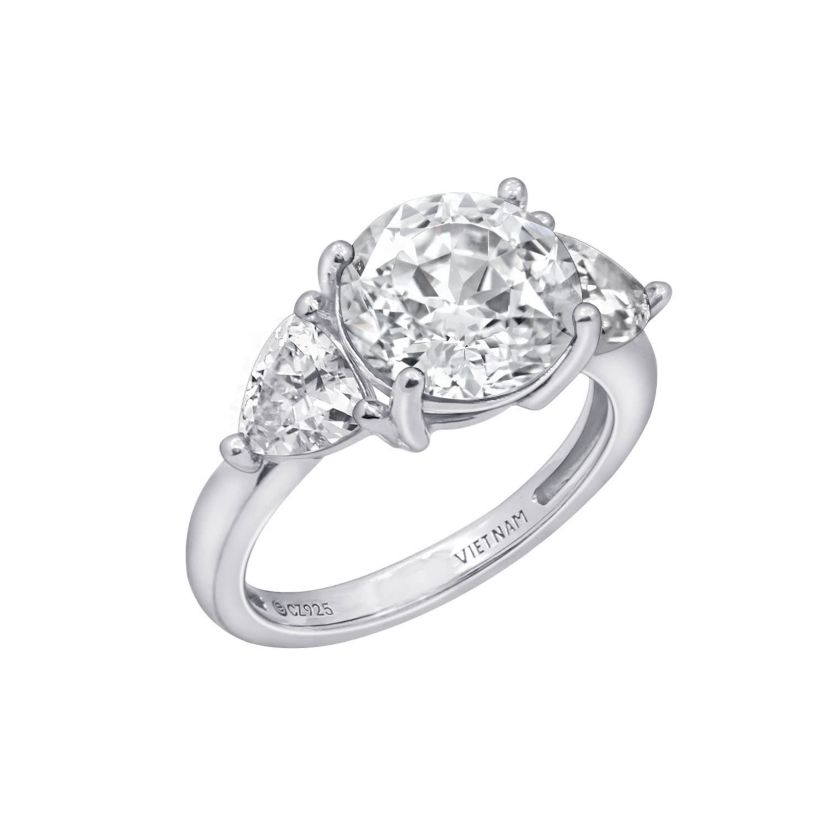 Lab Created Platinum plated Sterling Silver Cushion cut Cubic Zirconia Ring, Size 7
