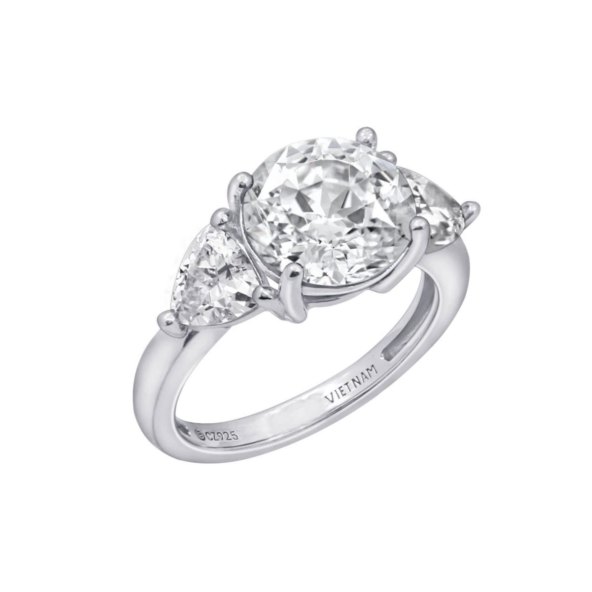 Lab Created Platinum plated Sterling Silver Cushion cut Cubic Zirconia Ring, Size 8