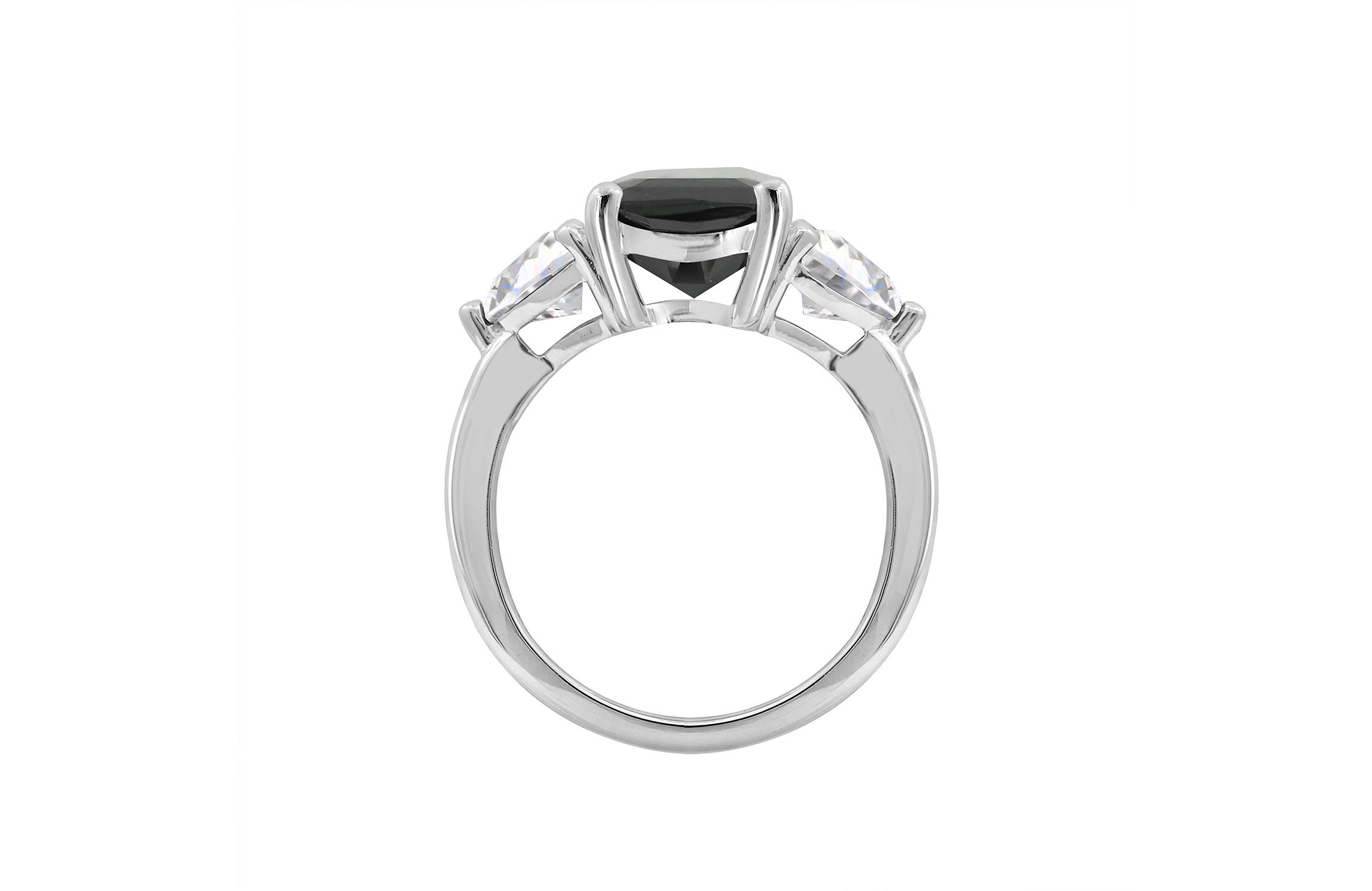 Lab Created DIAMONBLISS Platinum plated Sterling Silver Black Emerald Cubic Zirconia Ring, Size 7