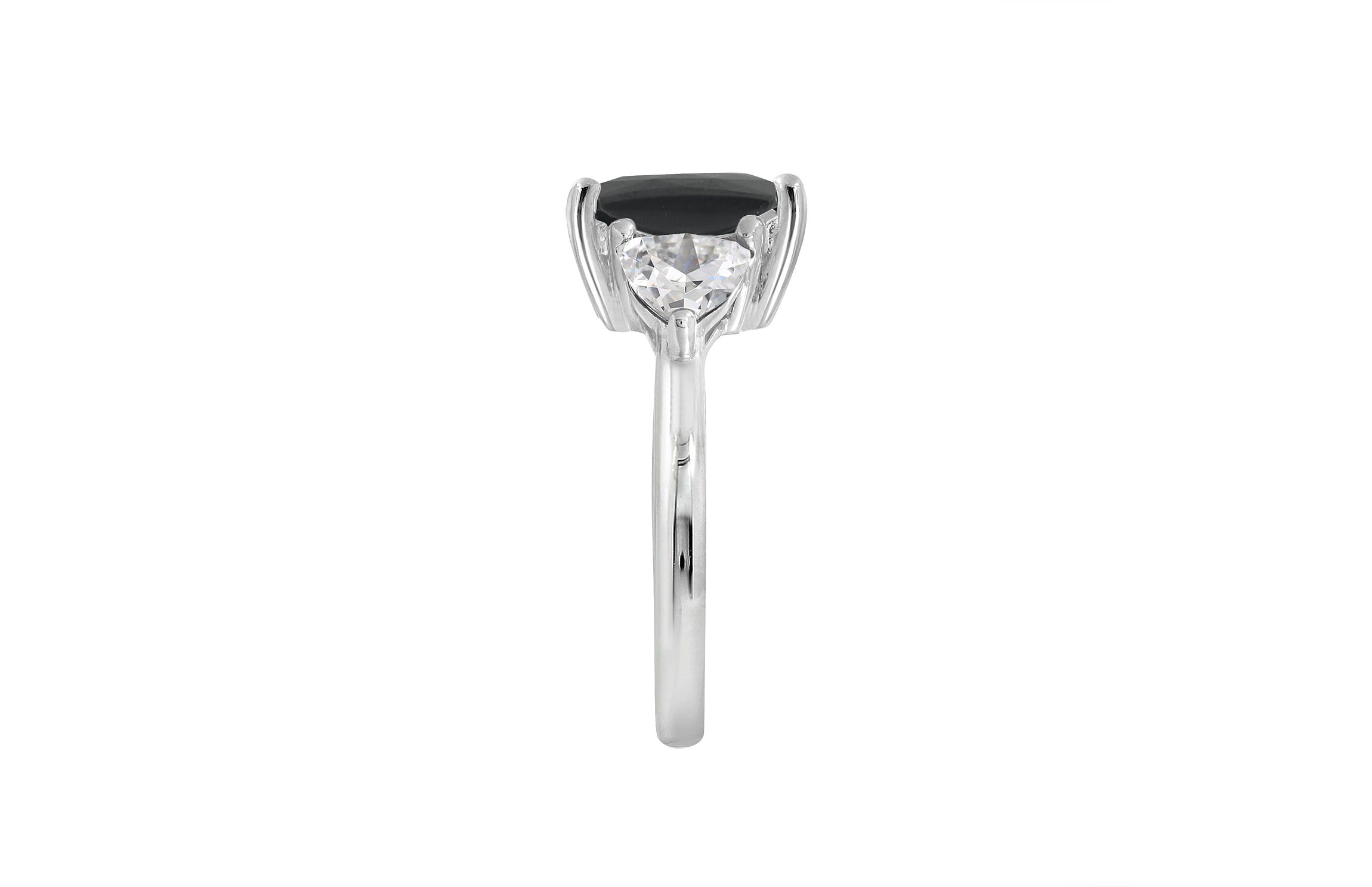 Lab Created DIAMONBLISS Platinum plated Sterling Silver Black Emerald Cubic Zirconia Ring, Size 7