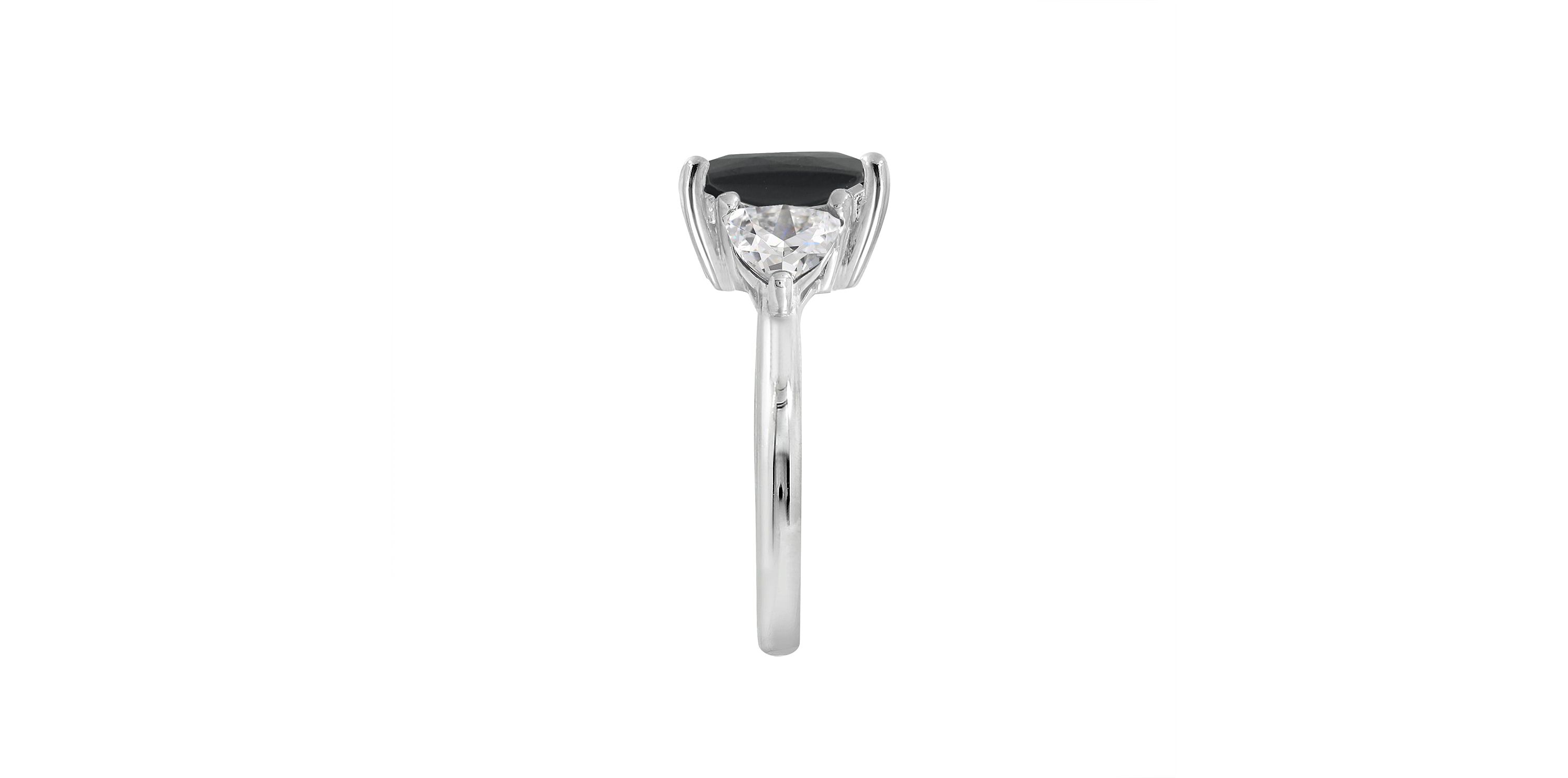Lab Created DIAMONBLISS Platinum plated Sterling Silver Black Emerald Cubic Zirconia Ring, Size 7