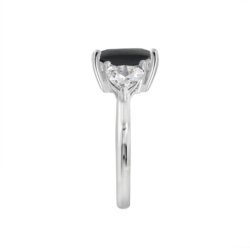 Lab Created DIAMONBLISS Platinum plated Sterling Silver Black Emerald Cubic Zirconia Ring, Size 7