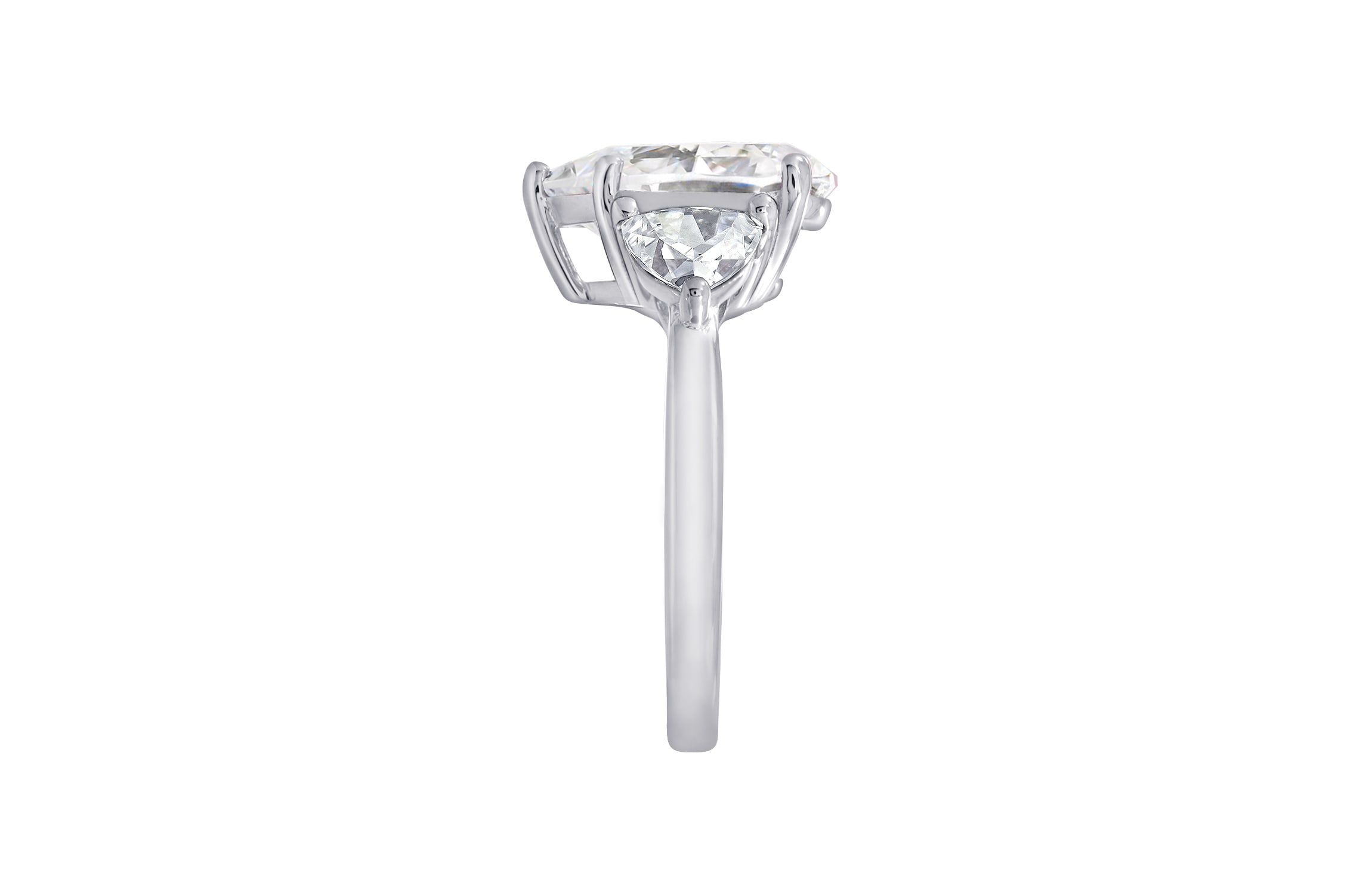 Lab Created Platinum plated Sterling Silver Clear Pear cut Cubic Zirconia Ring, Size 8