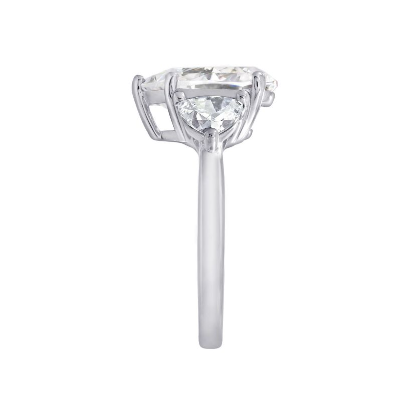 Lab Created Platinum plated Sterling Silver Clear Pear cut Cubic Zirconia Ring, Size 8