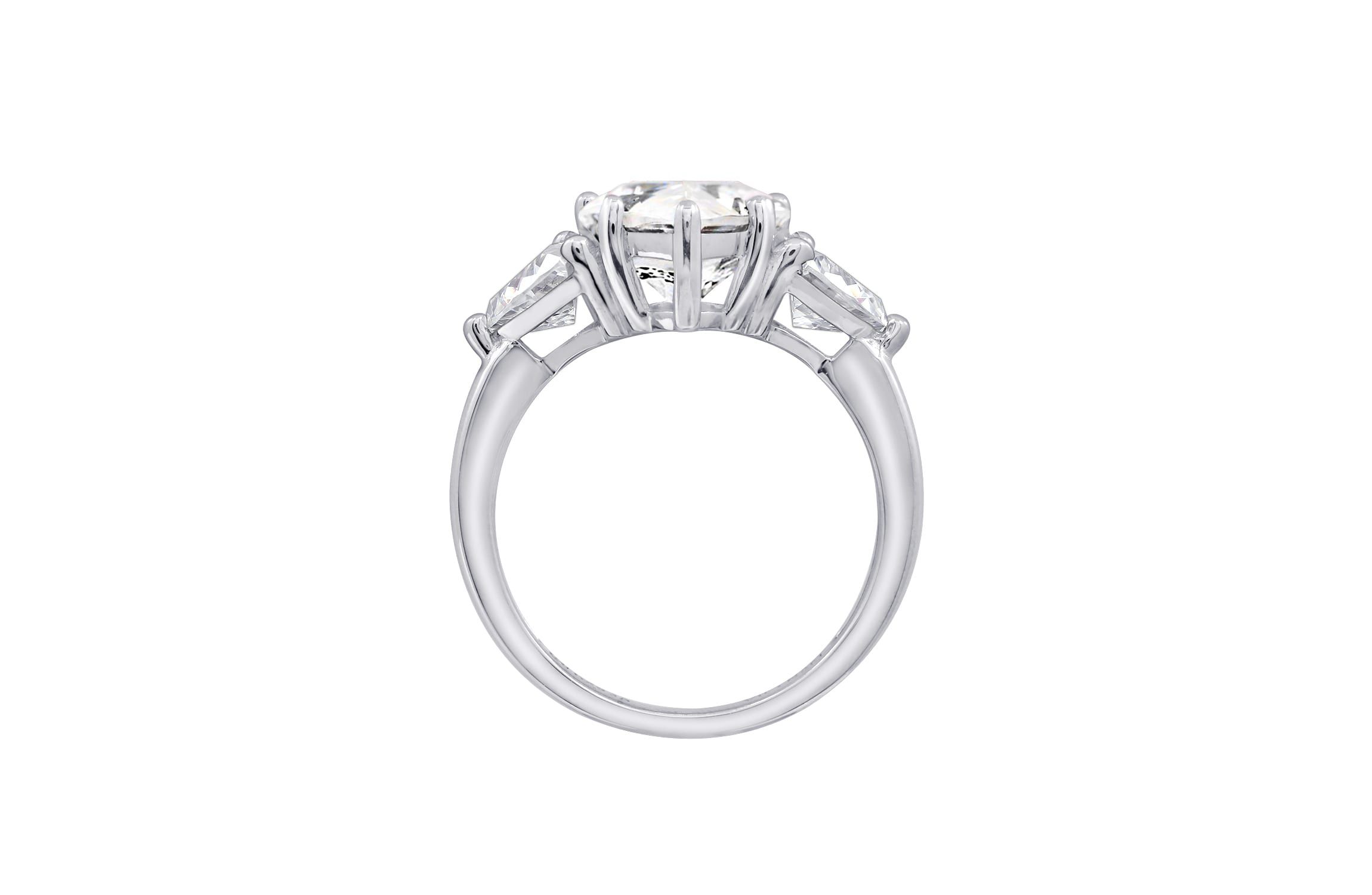Lab Created Platinum plated Sterling Silver Clear Pear cut Cubic Zirconia Ring, Size 8