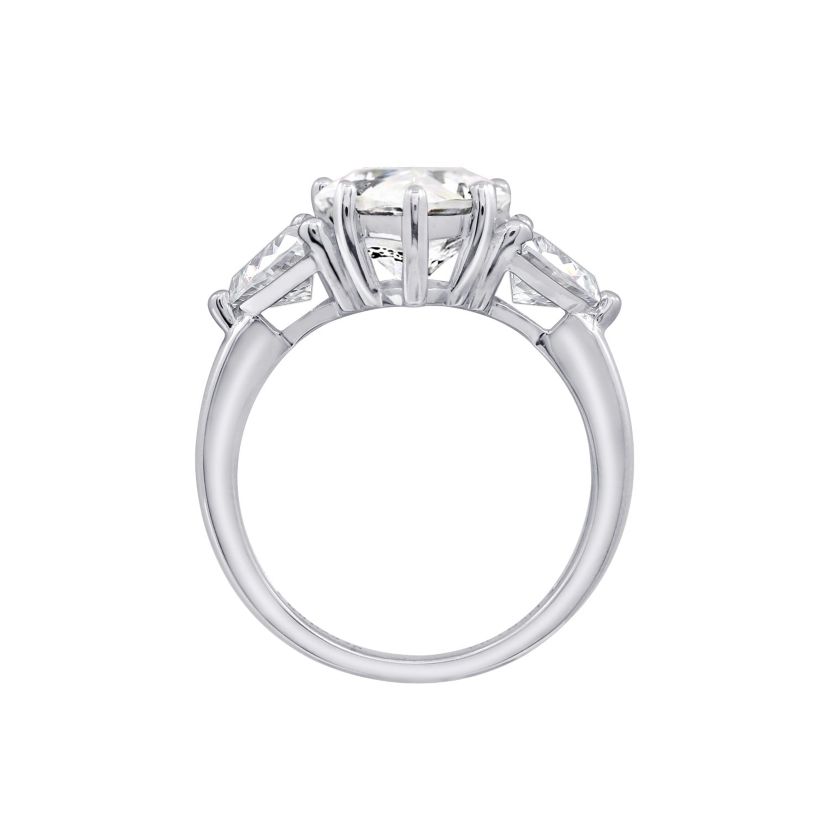 Lab Created Platinum plated Sterling Silver Clear Pear cut Cubic Zirconia Ring, Size 8