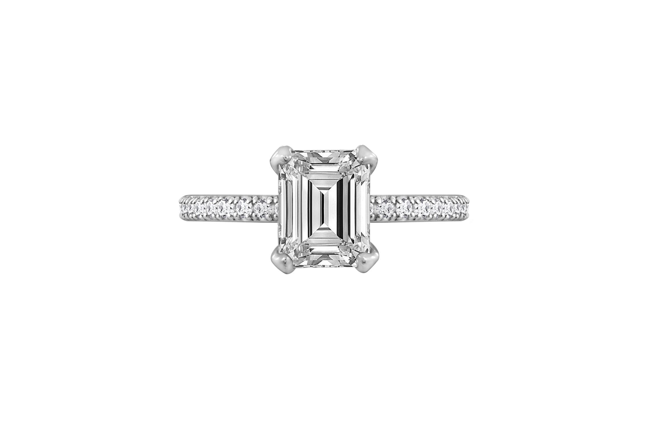 Lab Created Diamonbliss Platinum Plated Silver Classic Emerald Cut Cubic Zirconia Cocktail Ring (9)