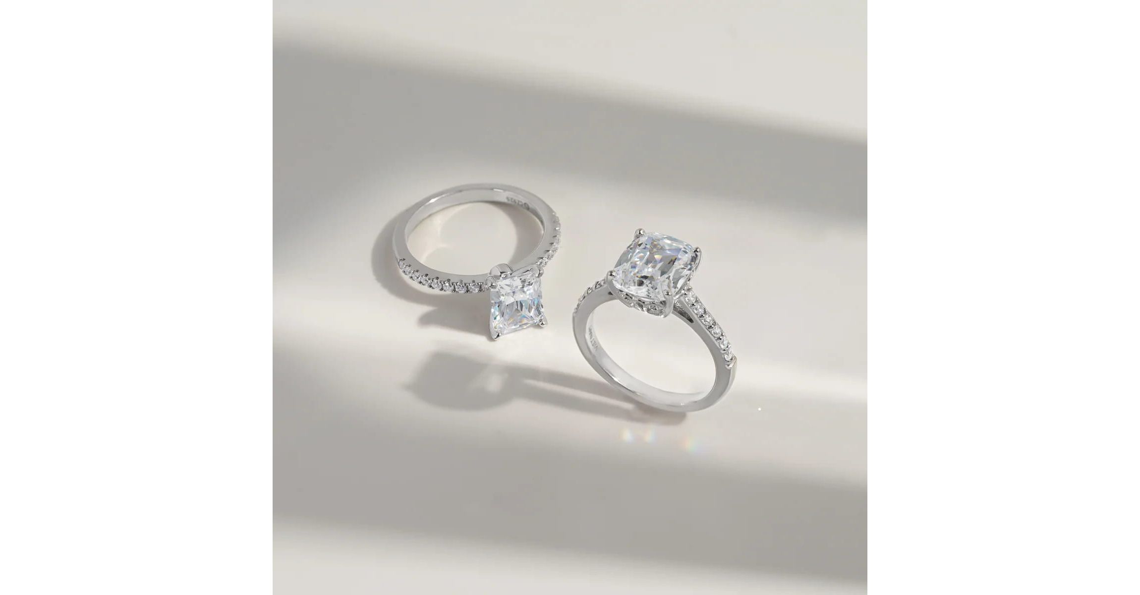 Lab Created Diamonbliss Platinum Plated Silver Classic Emerald Cut Cubic Zirconia Cocktail Ring (9)