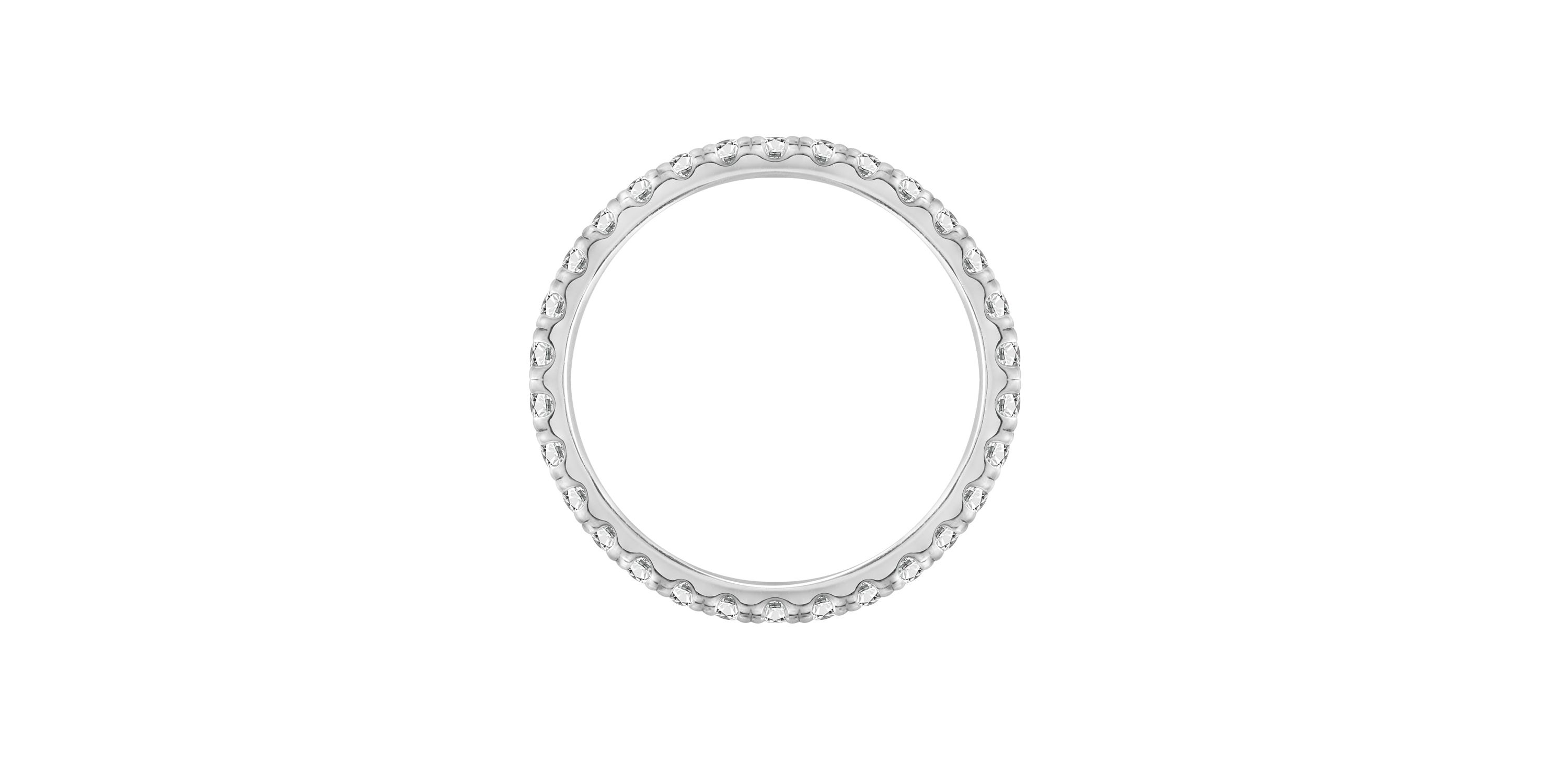Lab Created Platinum Plated Silver Round Cut Cubic Zirconia Skinny Eternity Band Ring, Size 5