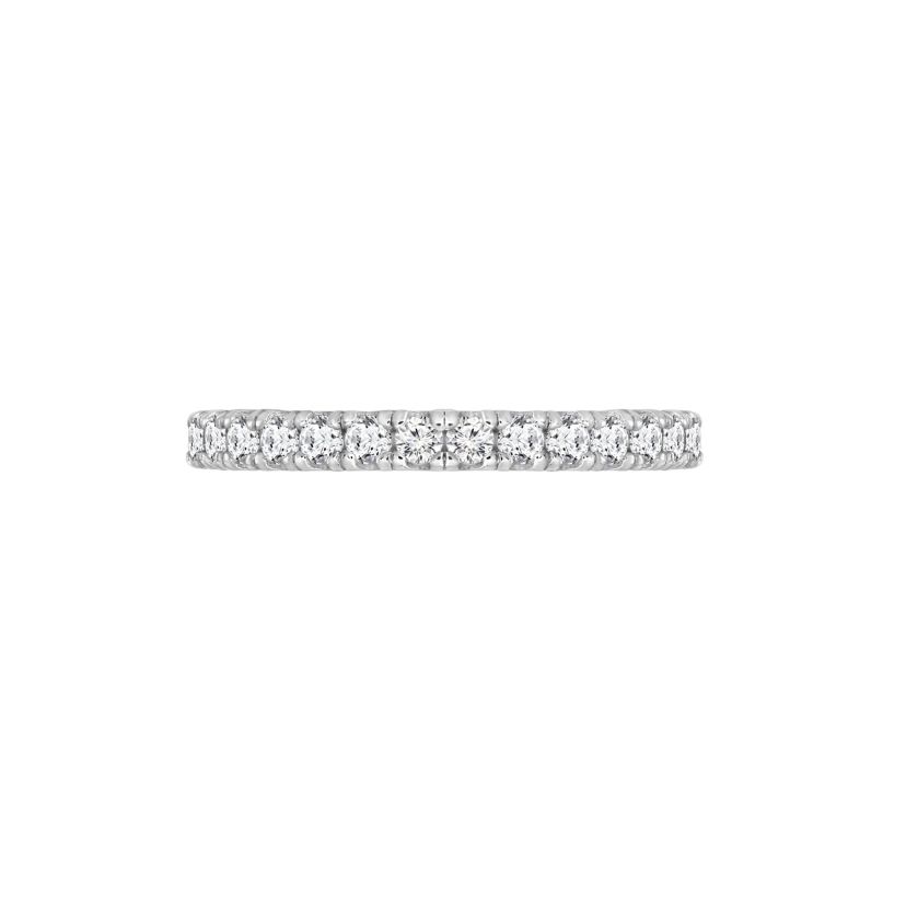 Lab Created Platinum Plated Silver Round Cut Cubic Zirconia Skinny Eternity Band Ring, Size 5