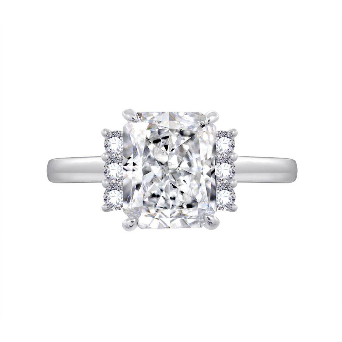 Lab Created Platinum clad Sterling Silver Clear Emerald Cubic Zirconia Cocktail Ring, Size 5