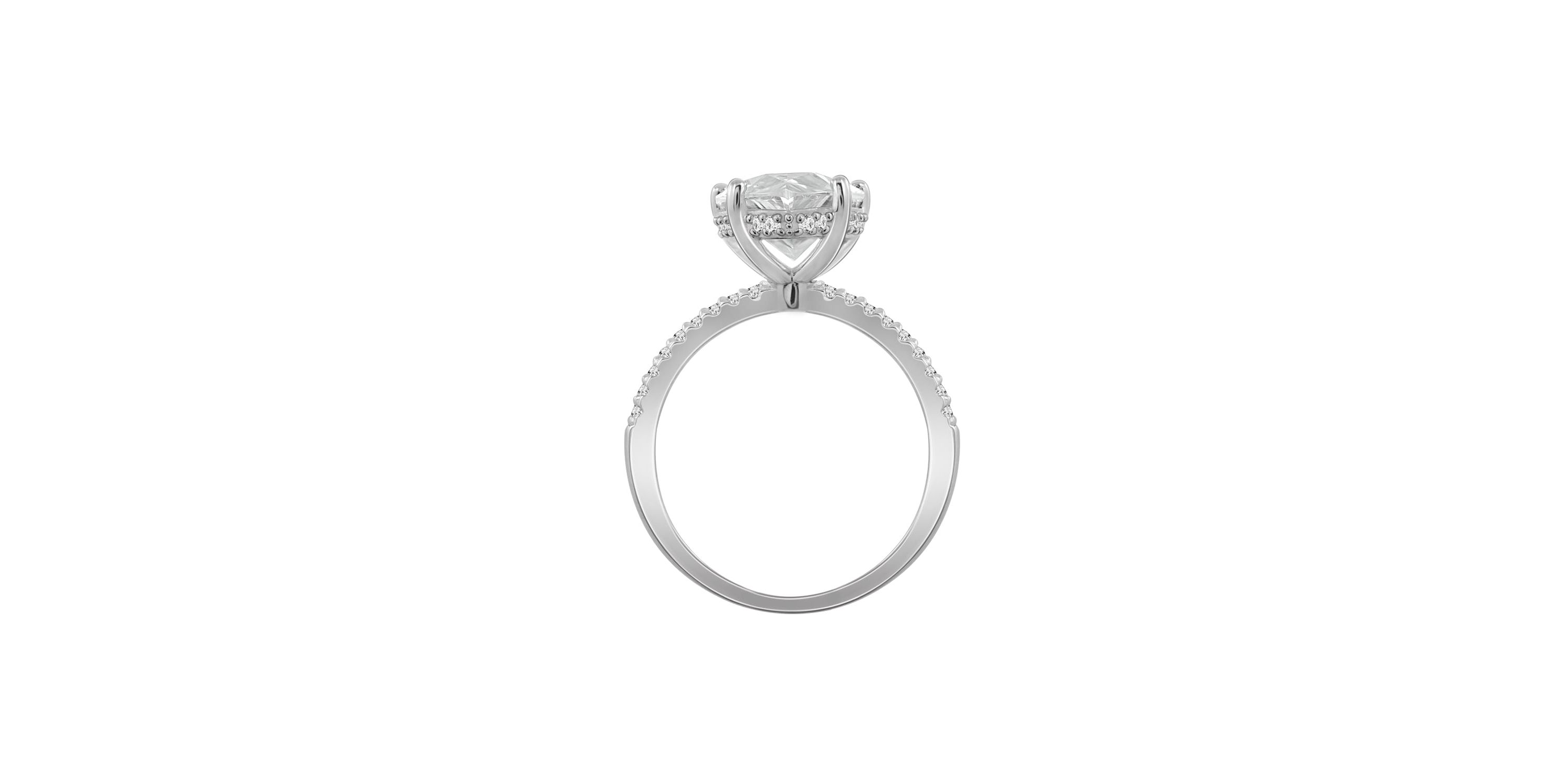 Lab Created Platinum clad Sterling Silver Cubic Zirconia Pear Cut Engagement Ring, Size 10