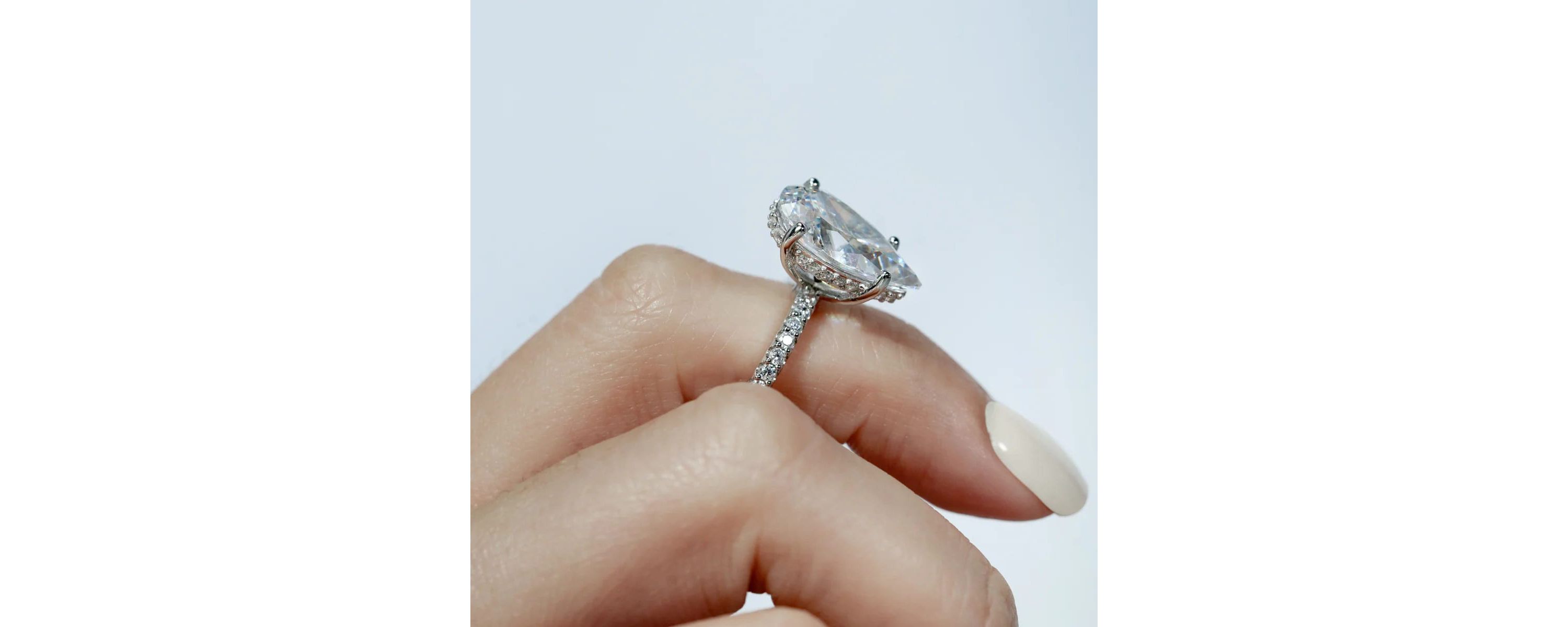Lab Created Platinum clad Sterling Silver Cubic Zirconia Pear Cut Engagement Ring, Size 10