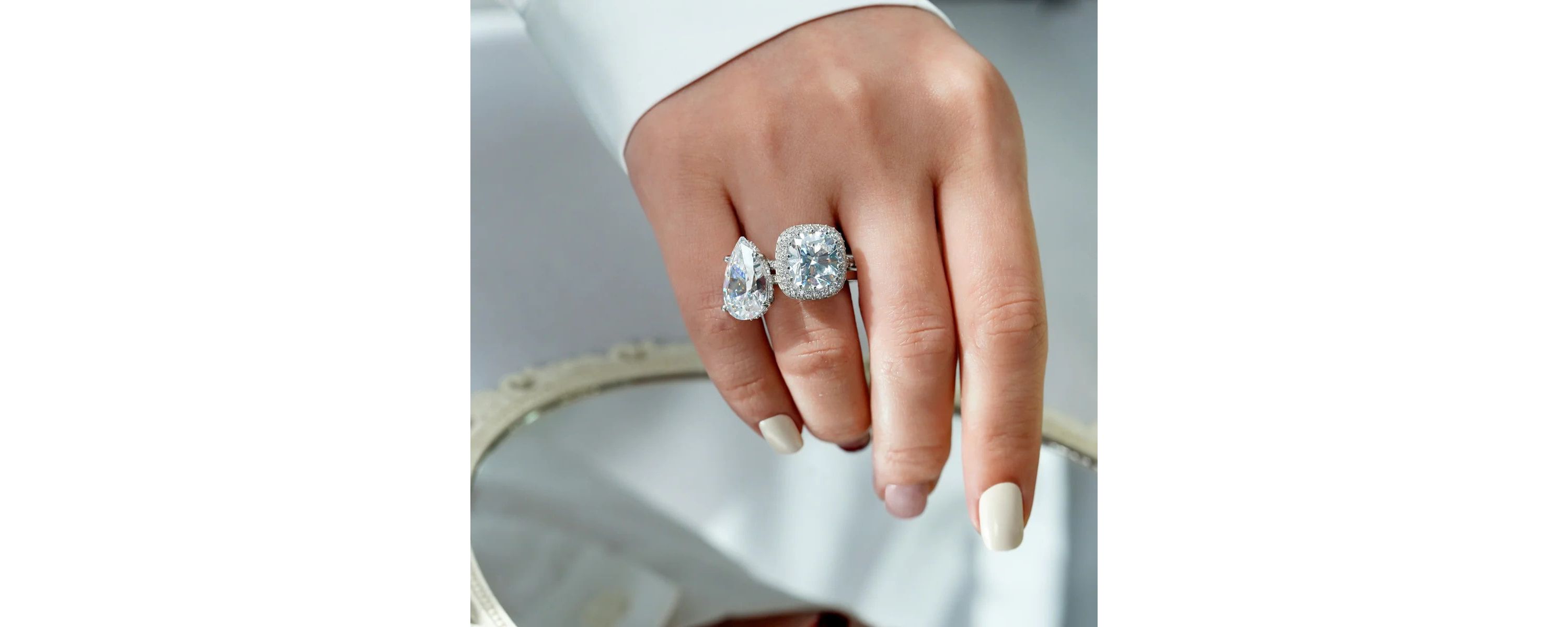 Lab Created Platinum clad Sterling Silver Cubic Zirconia Pear Cut Engagement Ring, Size 10