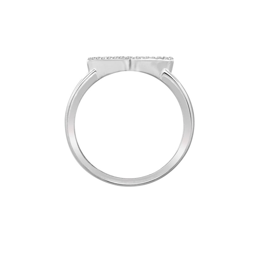 Lab Created Platinum Plated Sterling Silver Cubic Zirconia Red and Black Filled Heart Ring