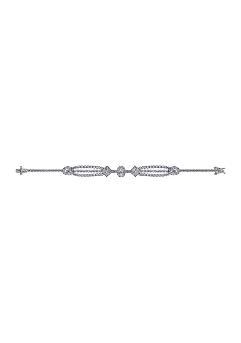 Platinum Plated Sterling Silver 1.2 ct. t.w. Cubic Zirconia Round Cut Antique Bracelet