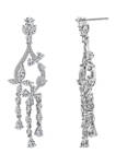 Platinum Plated Sterling Silver 8.5 ct. t.w. Cubic Zirconia Marquise Flower Chandelier Earrings