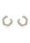 Yellow Gold Plated Sterling Silver 2.48 ct. t.w. Cubic Zirconia Princess Baguette Hoop Stud Earring