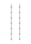 Platinum Plated Sterling Silver Cubic Zirconia Station Linear Drop Earrings