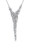 Platinum Plated Sterling Silver 8.55 ct. t.w. Cubic Zirconia Baguette Cascade Necklace
