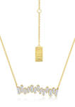 Yellow Gold Plated Sterling Silver 1.9 ct.. t.w. Cubic Zirconia Baguette Cut Bar Pendant Necklace