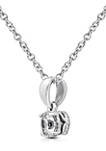 Rhodium Plated Sterling Silver Cubic Zirconia Round Brilliant Solitaire Pendant Necklace