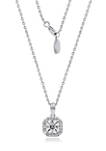 Rhodium Plated Sterling Silver 3/4 ct. t.w. Cubic Zirconia Ascher Halo Pendant Necklace
