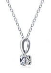 Rhodium Plated Sterling Silver 4 Millimeter Cubic Zirconia Round Brilliant Solitaire Pendant