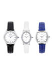 Facets Set of 3 Diamond Accent Boxed Watches