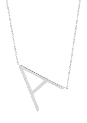 Sterling Silver Large Sideways Block Initial Extendable Necklace