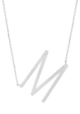 Sterling Silver Large Sideways Block Initial Extendable Necklace