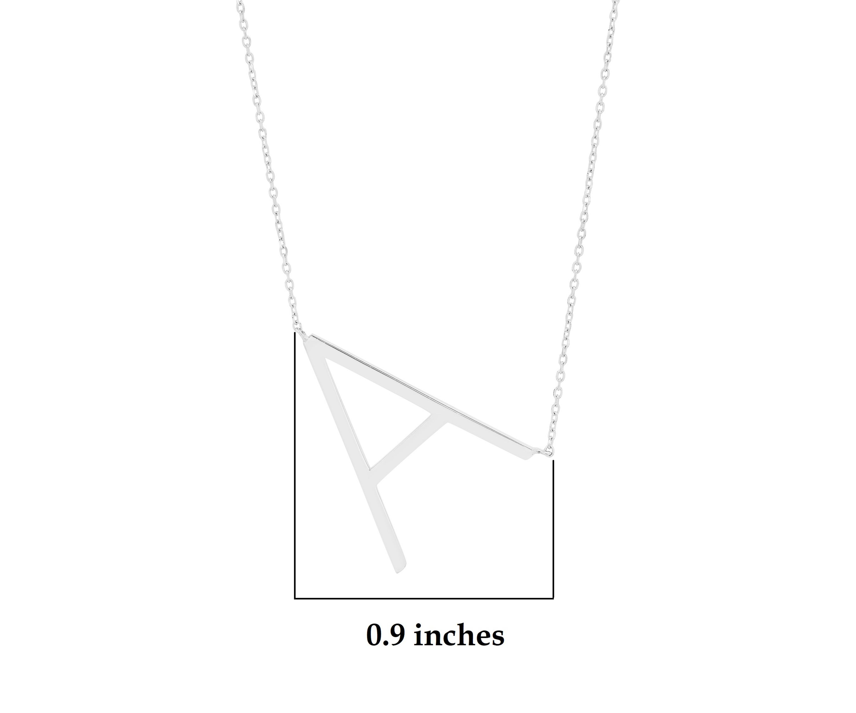 Sterling Silver Large Sideways Block Initial Extendable Necklace