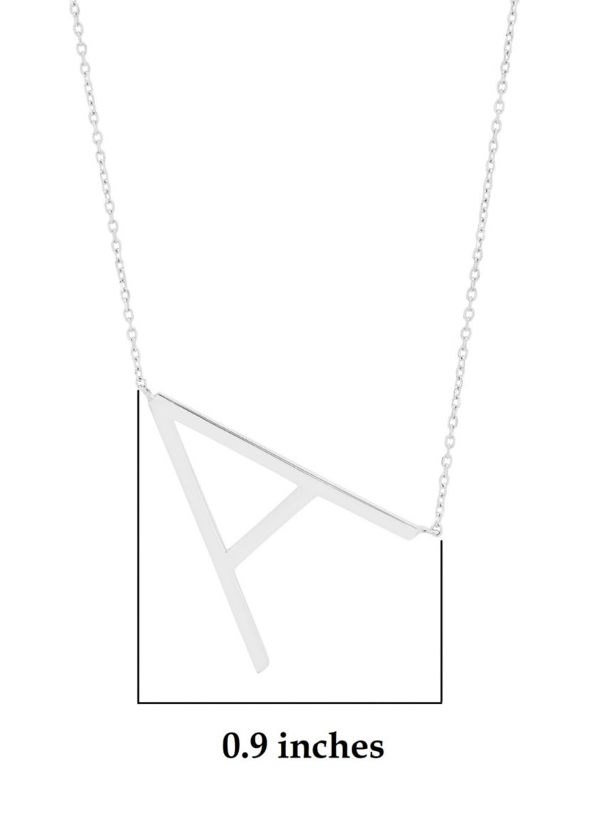 Sterling Silver Large Sideways Block Initial Extendable Necklace