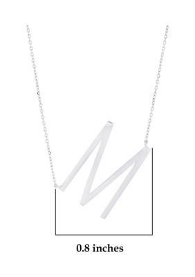 Sterling Silver Large Sideways Block Initial Extendable Necklace