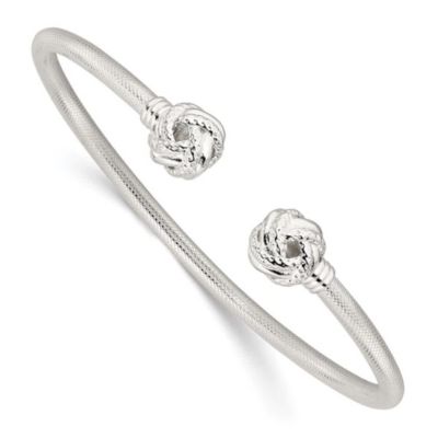 Luxury Giftware by Jere Sterling Silver Gold-tone Textured Love Knot Cuff Bangle