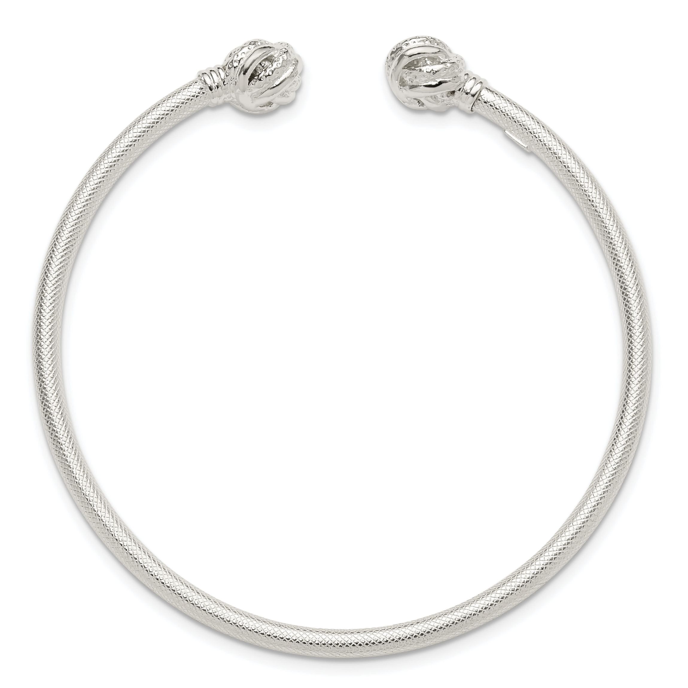 Sterling Silver Gold-tone Textured Love Knot Cuff Bangle