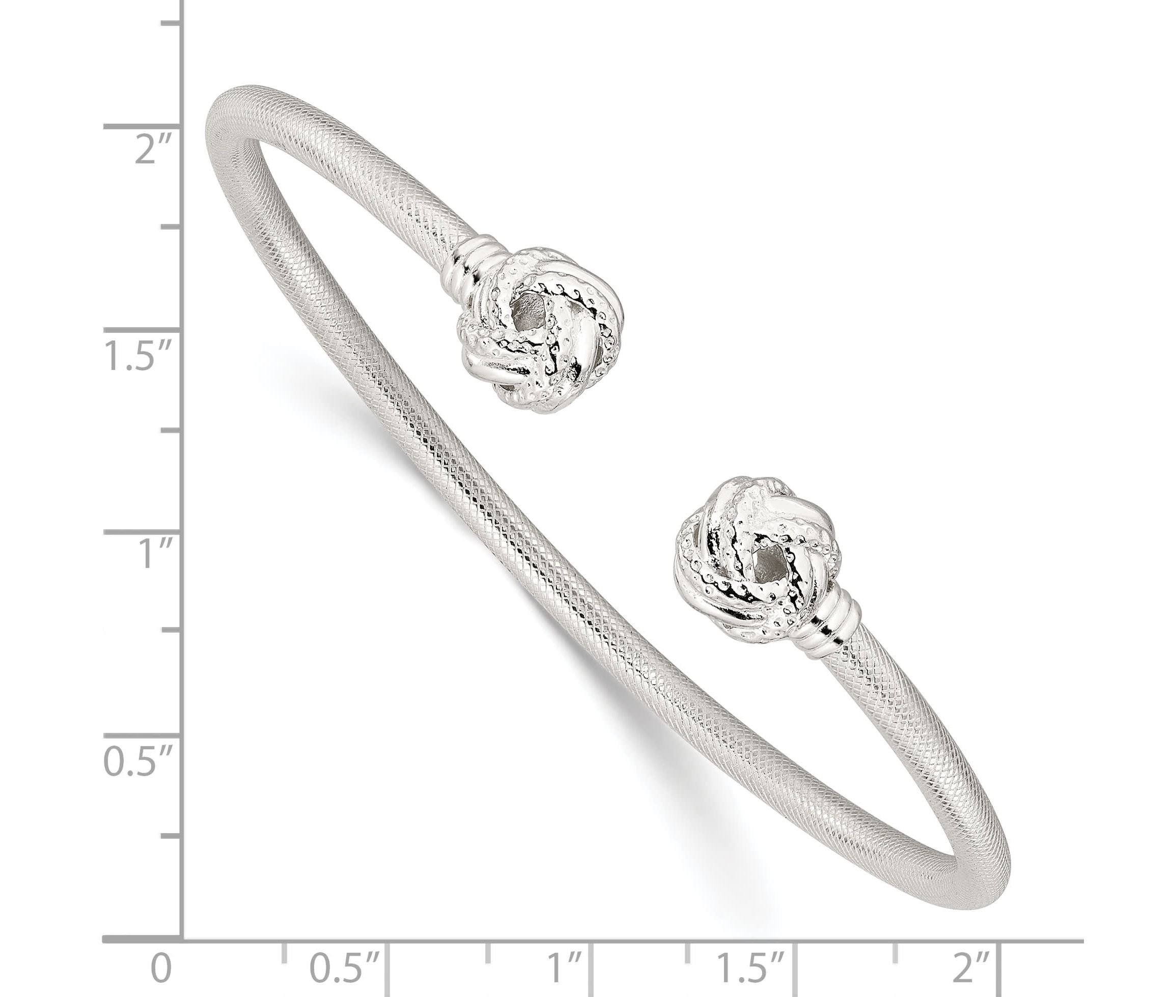 Sterling Silver Gold-tone Textured Love Knot Cuff Bangle