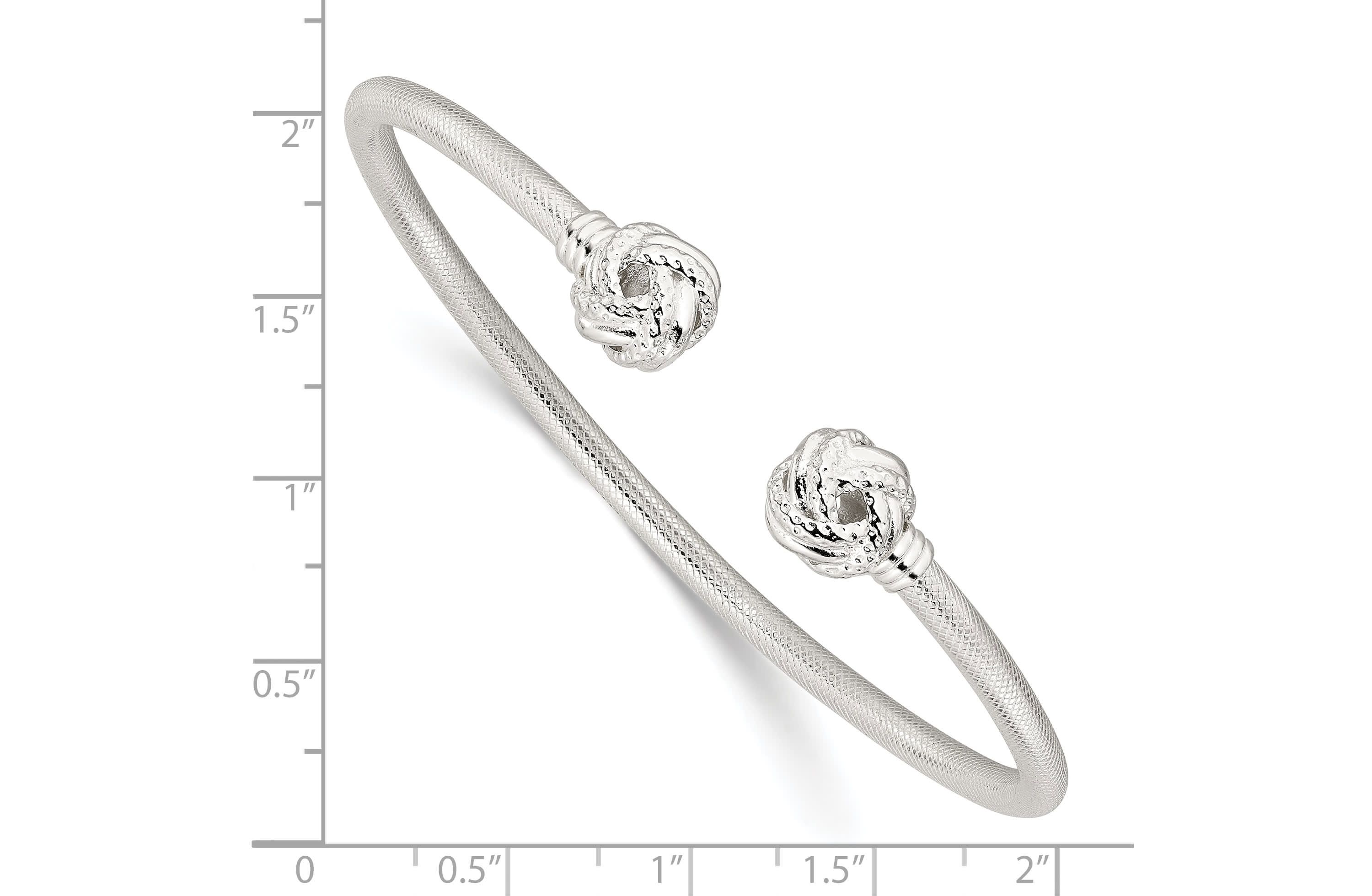 Sterling Silver Gold-tone Textured Love Knot Cuff Bangle